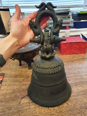 Lot 736 - A BURMESE BRONZE BELL.