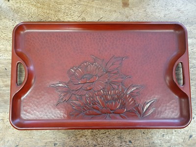 Lot 691 - TWO JAPANESE CARVED LACQUER TRAYS.