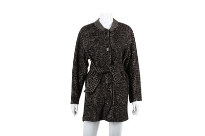 Lot 747 - ETRO BLACK WOVEN BELTED CARDIGAN - SIZE 40