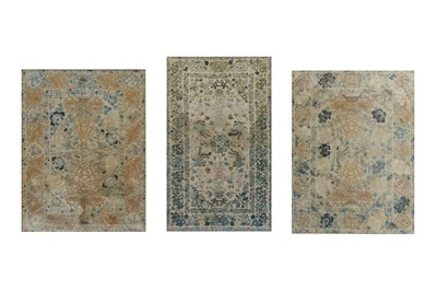 Lot 581 - THREE CHINESE EMBROIDERED PANELS. Including a...