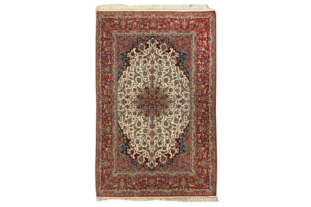 Lot 77 - AN EXTREMELY FINE PART SILK ISFAHAN CARPET, CENTRAL PERSIA