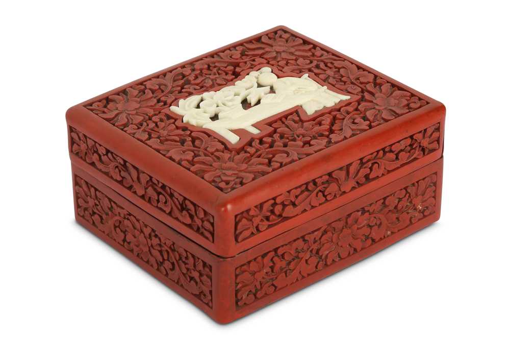 Lot 686 - A CHINESE CINNABAR LACQUER RECTANGULAR BOX AND COVER.