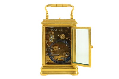 Lot 184 - A LATE 19TH CENTURY FRENCH GILT BRASS GRANDE SONNERIE CARRIAGE CLOCK WITH REPEAT AND ALARM