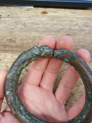 Lot 476 - A CHINESE BRONZE BRACELET.