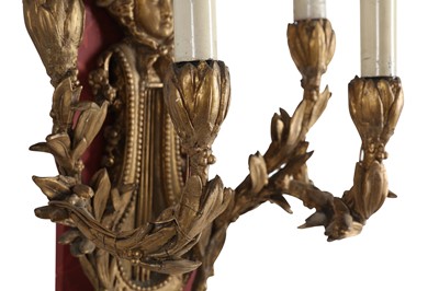 Lot 116 - A SET OF FOUR LARGE AND IMPRESSIVE BELLE EPOQUE STYLE GILTWOOD WALL APPLIQUES