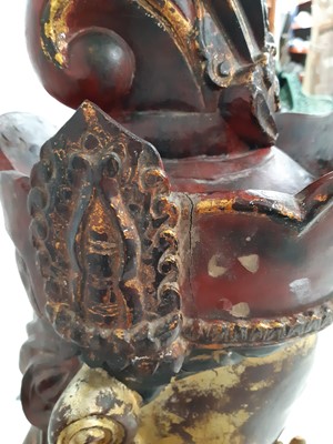 Lot 739 - A MASSIVE GILT-LACQUER FIGURE OF BODHISATTVA CUNDI.