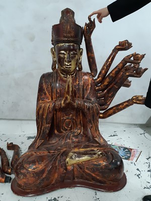 Lot 739 - A MASSIVE GILT-LACQUER FIGURE OF BODHISATTVA CUNDI.