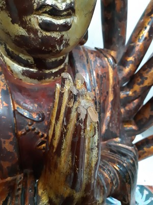 Lot 739 - A MASSIVE GILT-LACQUER FIGURE OF BODHISATTVA CUNDI.
