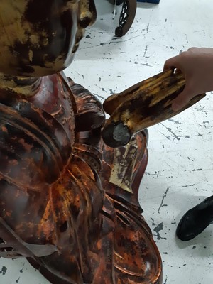Lot 739 - A MASSIVE GILT-LACQUER FIGURE OF BODHISATTVA CUNDI.