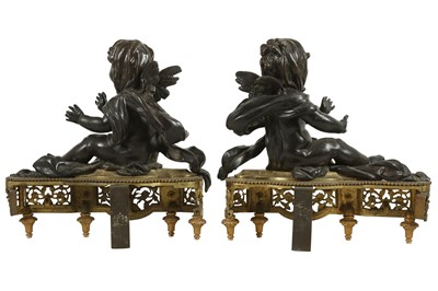 Lot 122 - A PAIR OF MID 19TH CENTURY FRENCH BRONZE MODELS OF CHERUBS WARMING THEIR HANDS