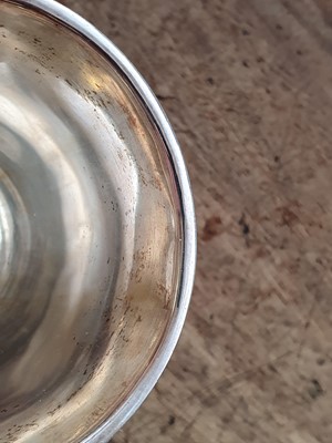 Lot 646 - A CHINESE SILVER 'BAMBOO' GOBLET BY LEE CHING.