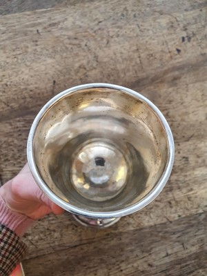 Lot 646 - A CHINESE SILVER 'BAMBOO' GOBLET BY LEE CHING.