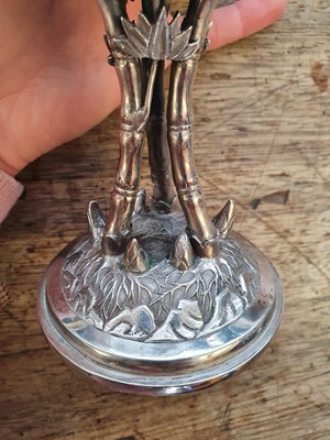 Lot 646 - A CHINESE SILVER 'BAMBOO' GOBLET BY LEE CHING.