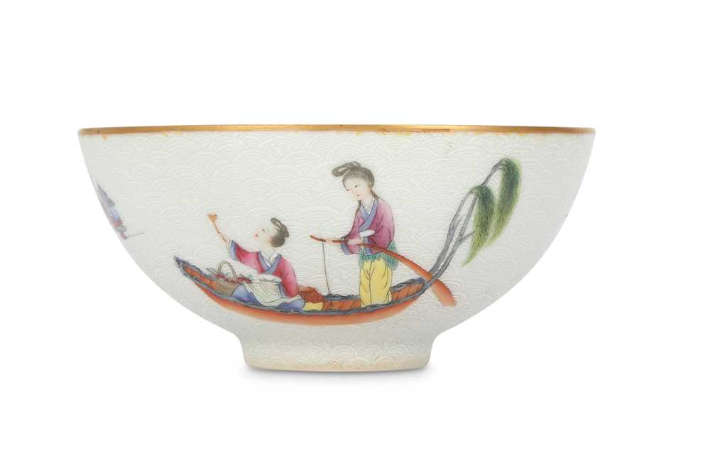 Lot 675 - A CHINESE FAMILLE ROSE 'IMMORTAL MAIDENS' BOWL.