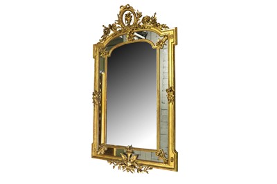 Lot 102 - A LARGE GILTWOOD WALL MIRROR, MID 19TH CENTURY