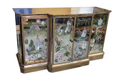 Lot 87 - A GILTWOOD AND DISTRESSED MIRROR BREAKFRONT SIDEBOARD