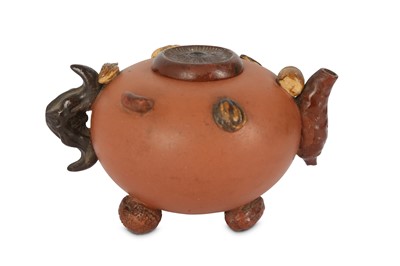 Lot 65 - A CHINESE YIXING ZISHA 'NUTS' TEAPOT AND COVER.