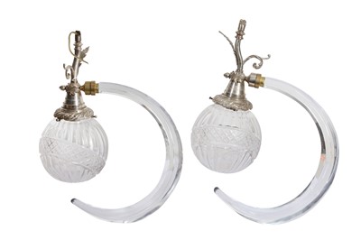 Lot 608 - A PAIR OF CONTINENTAL GLASS AND METAL LIGHT FITTINGS, FOR THE ISLAMIC MARKET