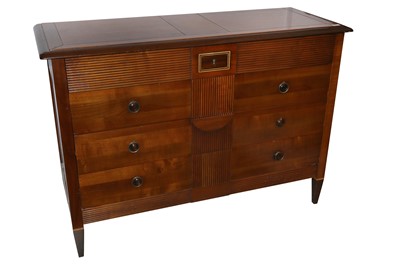 Lot 724 - A CONTINENTAL RECTANGULAR CHERRY WOOD CHEST OF DRAWERS, IN THE BIEDERMEIER STYLE, 20TH CENTURY