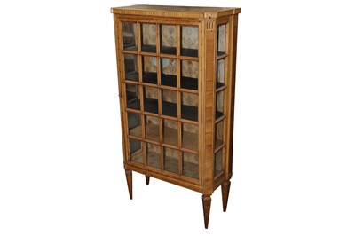 Lot 517 - A SWISS WALNUT AND INLAID DISPLAY CABINET, 19TH CENTURY