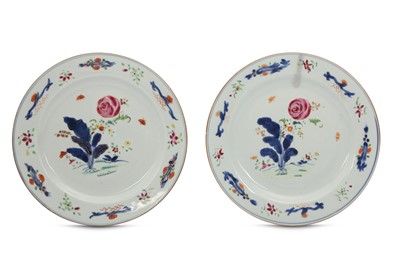 Lot 166 - A PAIR OF CHINESE FAMILLE ROSE DISHES.