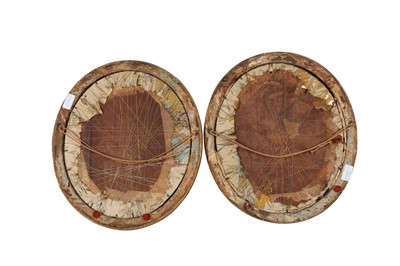 Lot 369 - A PAIR OF CHINESE SILK EMBROIDERY OVAL PANELS, LATE 19TH CENTURY