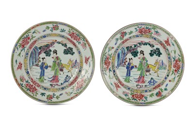 Lot 175 - A PAIR OF CHINESE FAMILLE ROSE 'MAGU' DISHES.