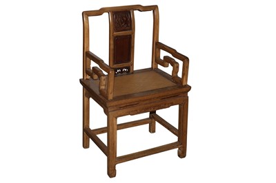 Lot 518 - A CHINESE HARDWOOD ARMCHAIR, 20TH CENTURY