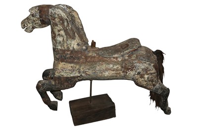 Lot 549 - A EUROPEAN WOODEN CARVED CAROUSEL HORSE, 19TH CENTURY