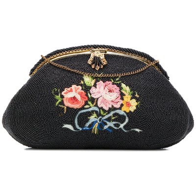 Lot 758 - VINTAGE BEADED FLORAL CLUTCH, CIRCA 1940s