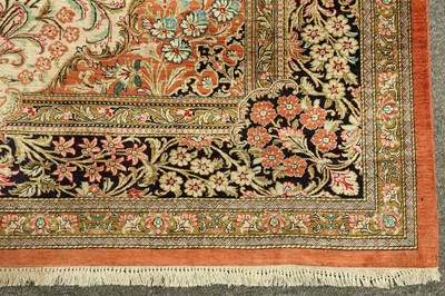 Lot 95 - AN EXTREMELY FINE  SIGNED SILK QUM RUG, CENTRAL PERSIA