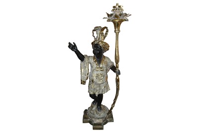 Lot 578 - A CAST BRONZE FIGURAL STANDARD LAMP MODELLED AS A LIFESIZE BLACKAMOOR BOY