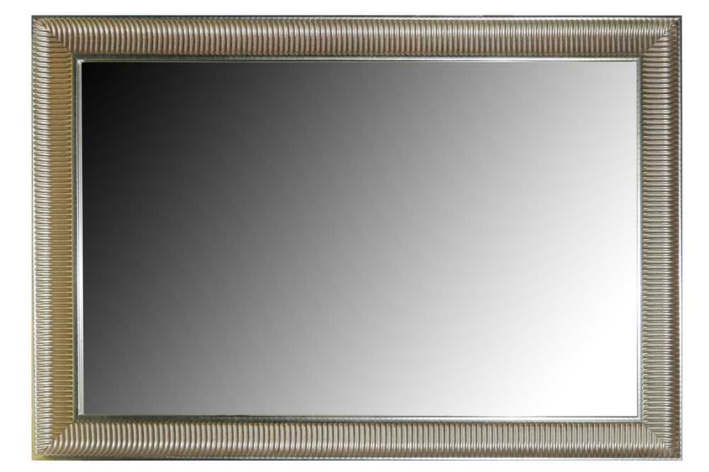 Lot 597 - A CONTEMPORARY RECTANGULAR MIRROR WITH A SILVERED FLUTED FRAME