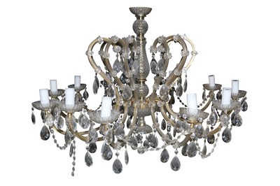 Lot 623 - A TWELVE BRANCH BOHEMIAN GLASS CHANDELIER