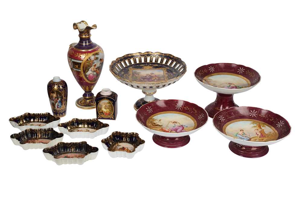 Lot 245 - FOUR VIENNA STYLE PORCELAIN SHAPED DISHES