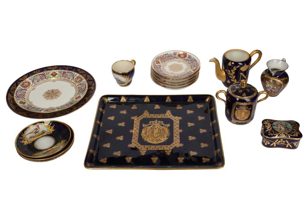Lot 246 - A COLLECTION OF SEVRES STYLE PORCELAIN ITEMS, PROBABLY 20TH CENTURY
