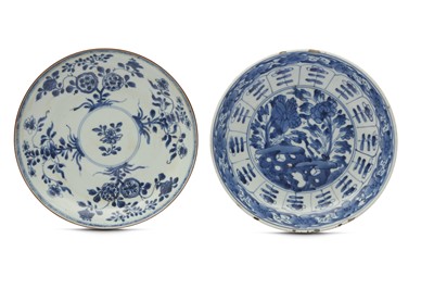 Lot 368 - TWO CHINESE BLUE AND WHITE DISHES.