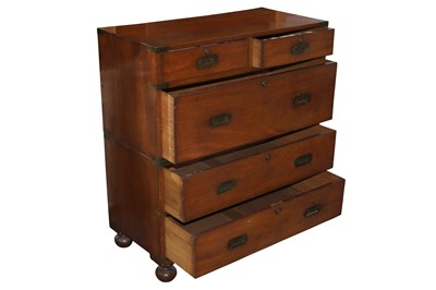 Lot 559 - A COLONIAL TEAK CAMPAIGN CHEST, 19TH CENTURY