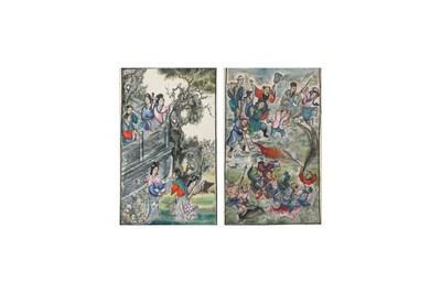 Lot 727 - A PAIR OF CHINESE PITH PAPER PAINTINGS.