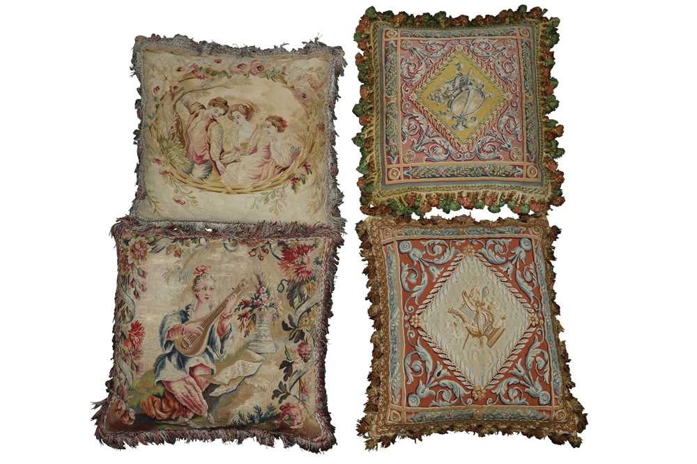 Lot 370 - FRENCH AUBUSSON TAPESTRY CUSHIONS, 19TH CENTURY