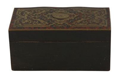 Lot 109 - FRENCH BOULLE WORK AND EBONISED WOOD BOX, 19TH CENTURY