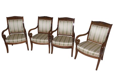 Lot 564 - A SET OF FOUR FRENCH MAHOGANY CHAIRS, 19TH CENTURY