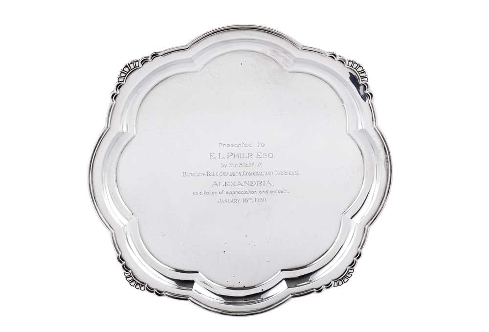 Lot 303 - A George VI sterling silver salver, Sheffield 1938 by Mappin and Webb