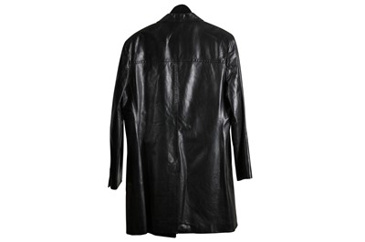 Lot 761 - OZWALD BOATENG MENS BESPOKE COUTURE BLACK LEATHER COAT