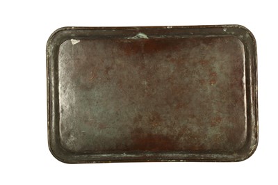 Lot 252 - A LARGE ENGRAVED BRASS TRAY WITH FIGURAL DECORATION
