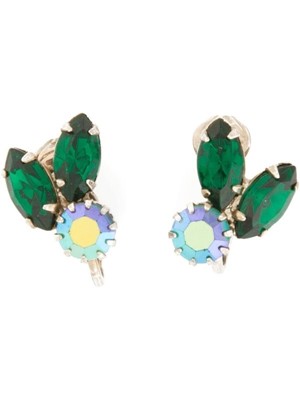 Lot 79 - Vintage Green Crystal Clip On Earrings CIRCA 1950's
