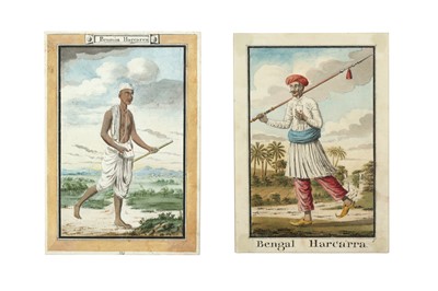 Lot 348 - TWO WATERCOLOURS OF INDIAN POSTAL RUNNERS
