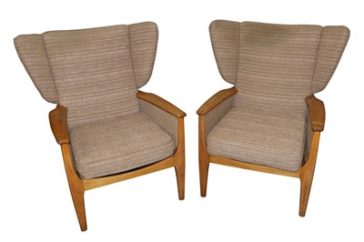 Lot 717 - A PAIR OF PARKER KNOLL WING BACK ARMCHAIRS, 20TH CENTURY