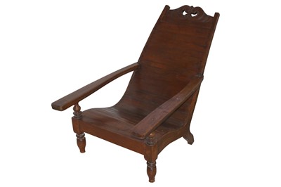 Lot 321 - AN ANGLO-INDIAN COLONIAL TEAK PLANTATION CHAIR