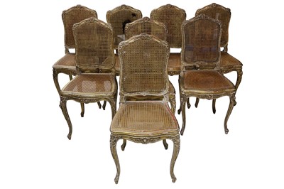 Lot 312 - A SET OF EIGHT FRENCH GILTWOOD DINING CHAIRS, 19TH CENTURY
